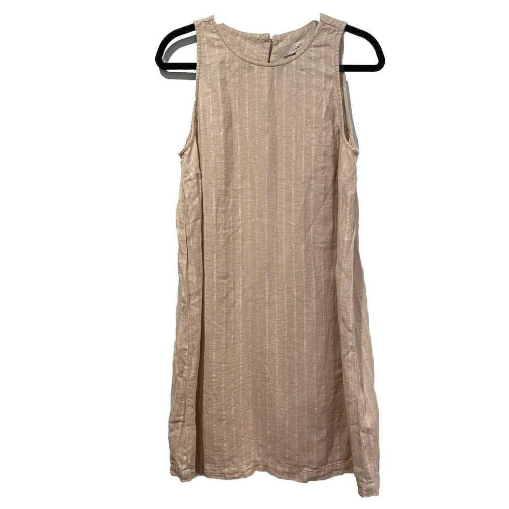 LOFT Cream Striped Mini Dress